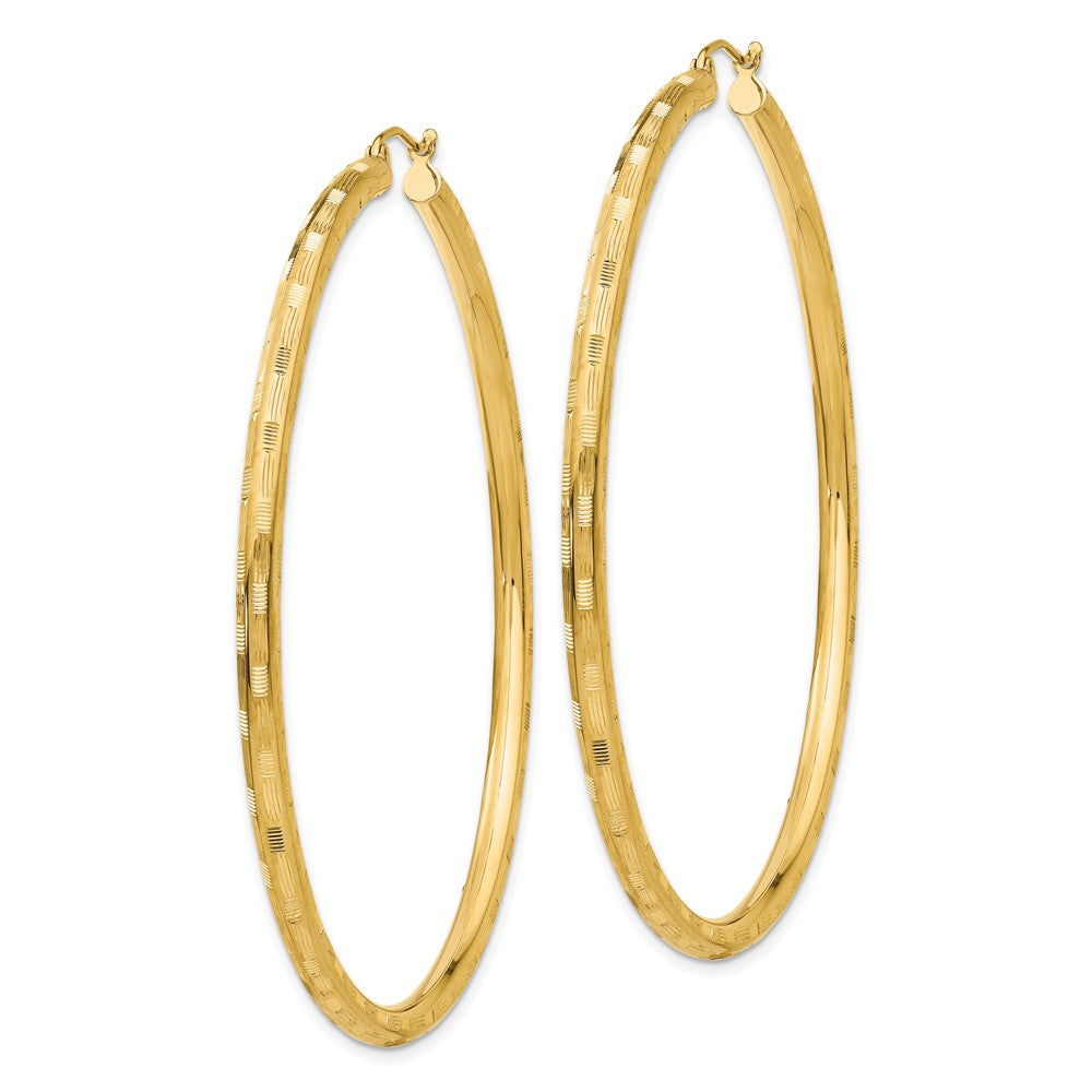 14k Diamond-cut Hoop Earrings