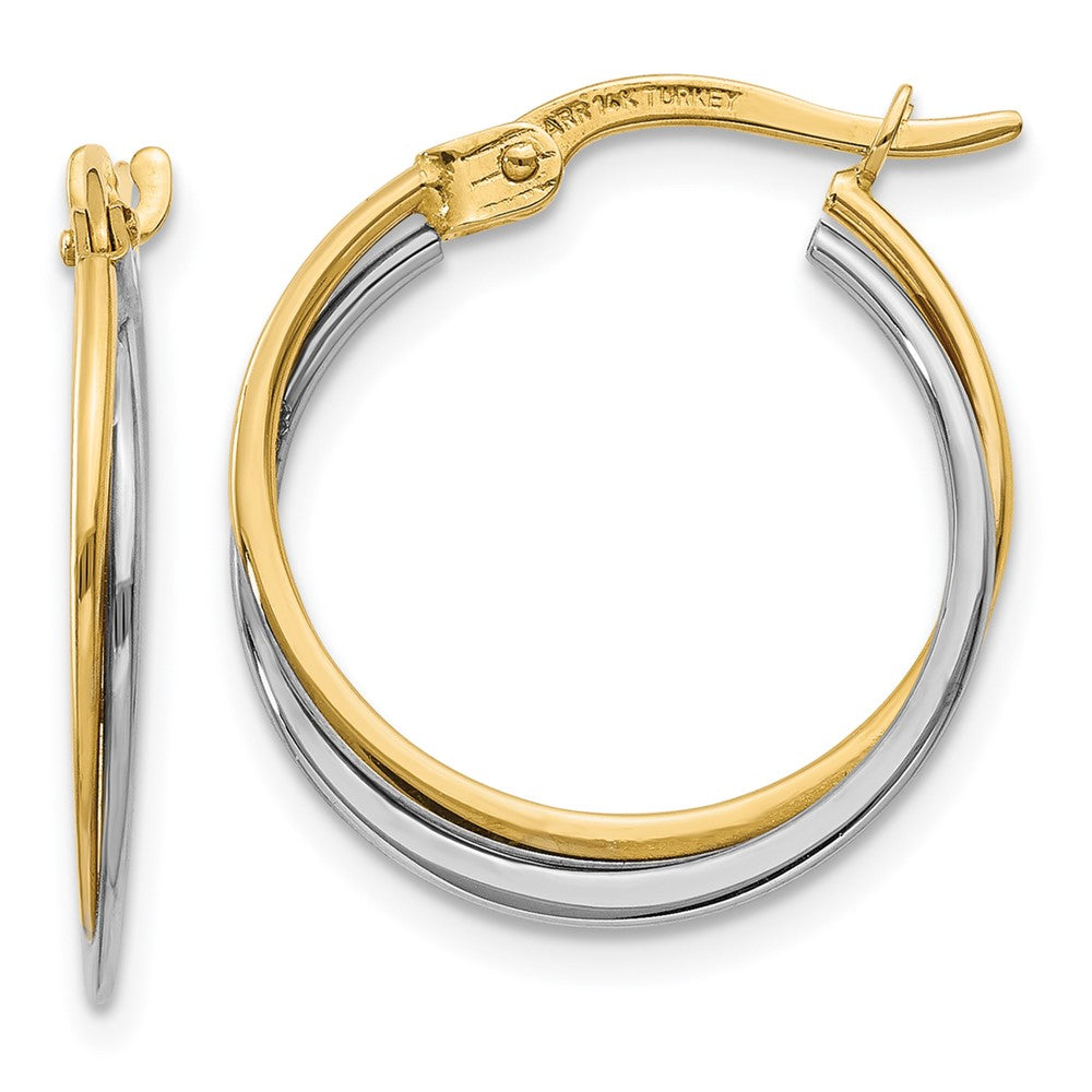 14K Two-Tone Polished Hoop Earrings