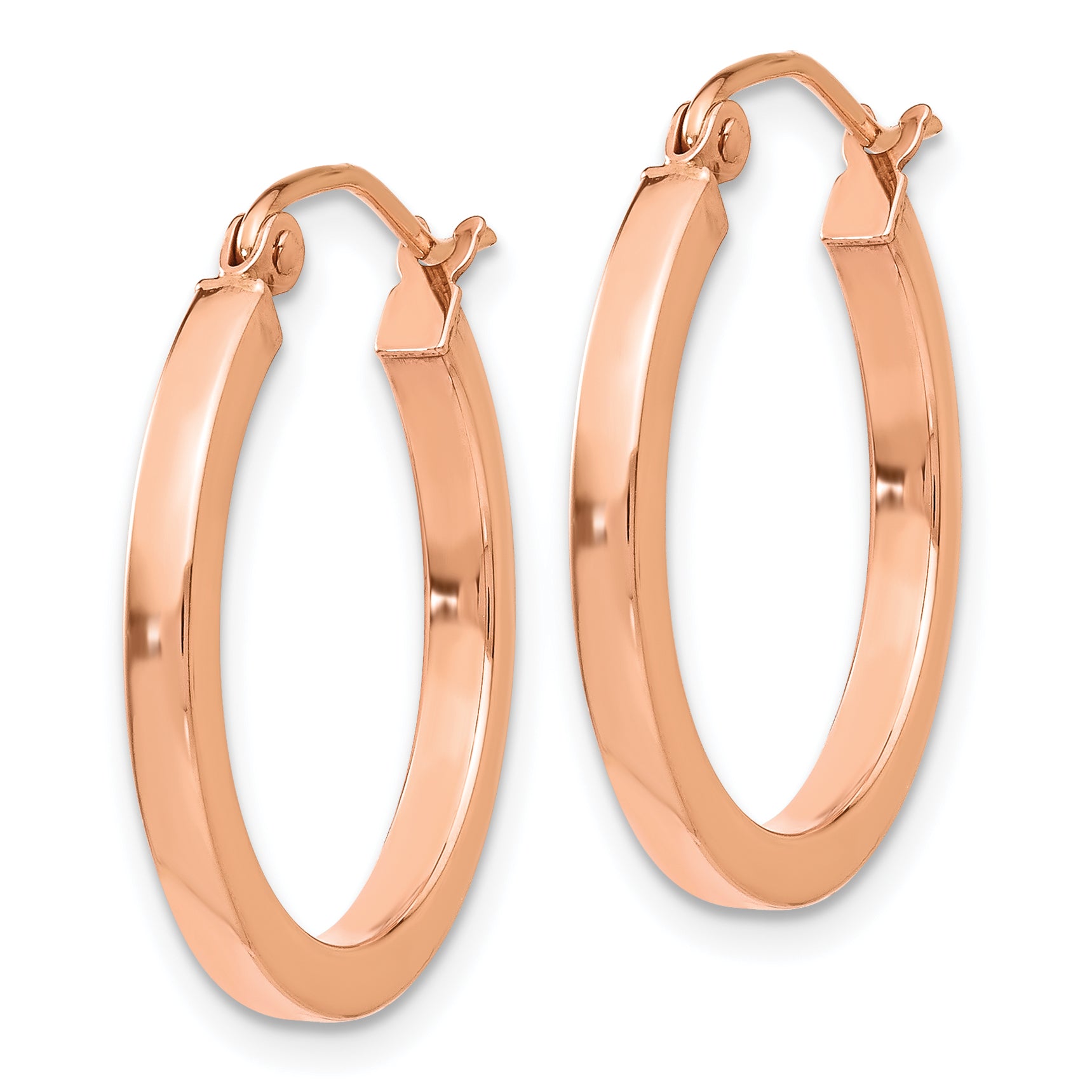 14k Rose Gold Lightweight Square Tube Hoop Earrings
