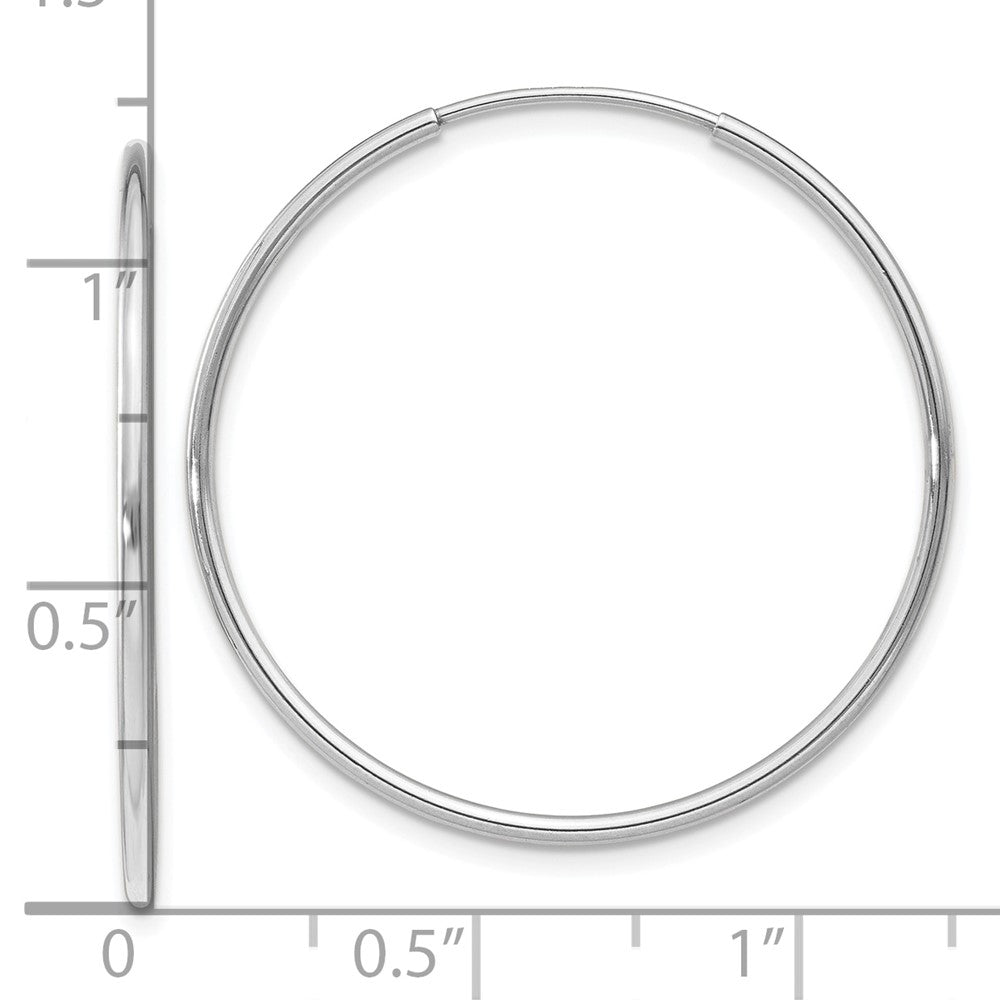 14k White Gold Polished Endless Tube Hoop Earrings