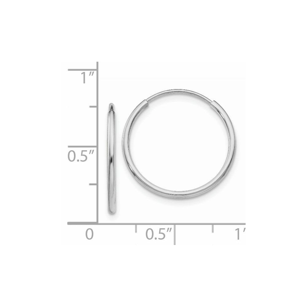 14k White Gold Polished Endless Tube Hoop Earrings