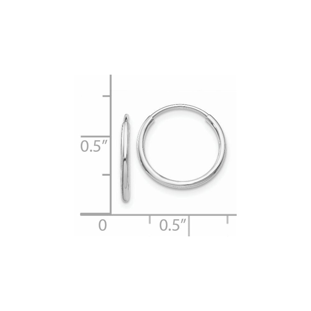 14k White Gold Polished Endless Tube Hoop Earrings