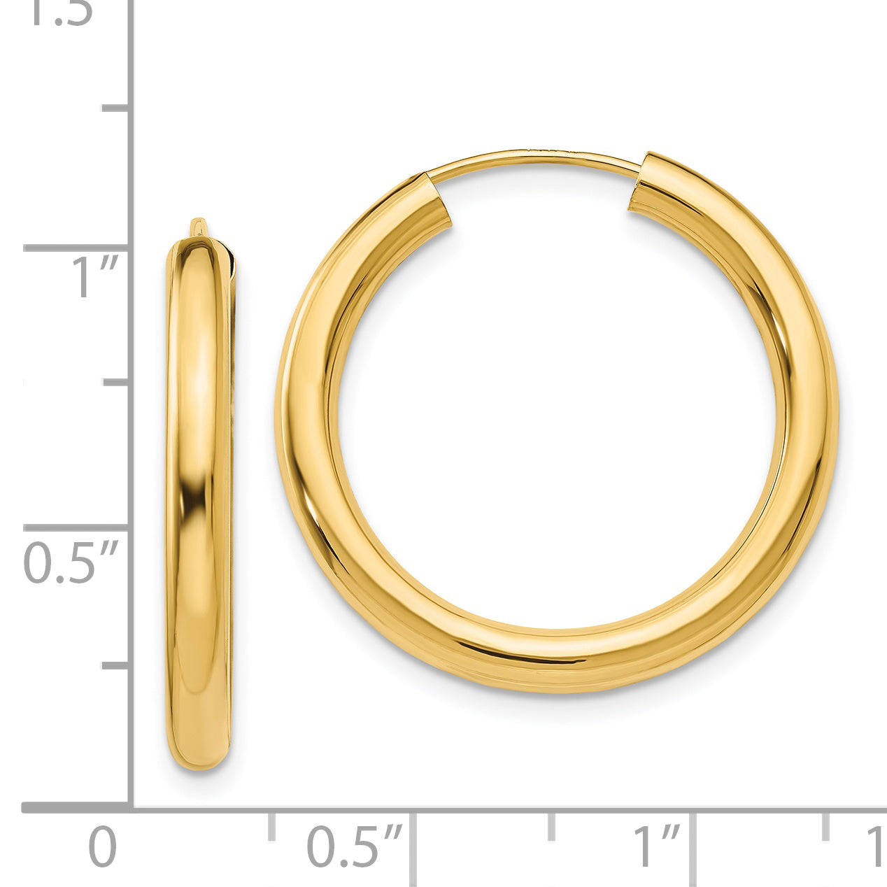 14k Polished Endless Tube Hoop Earrings