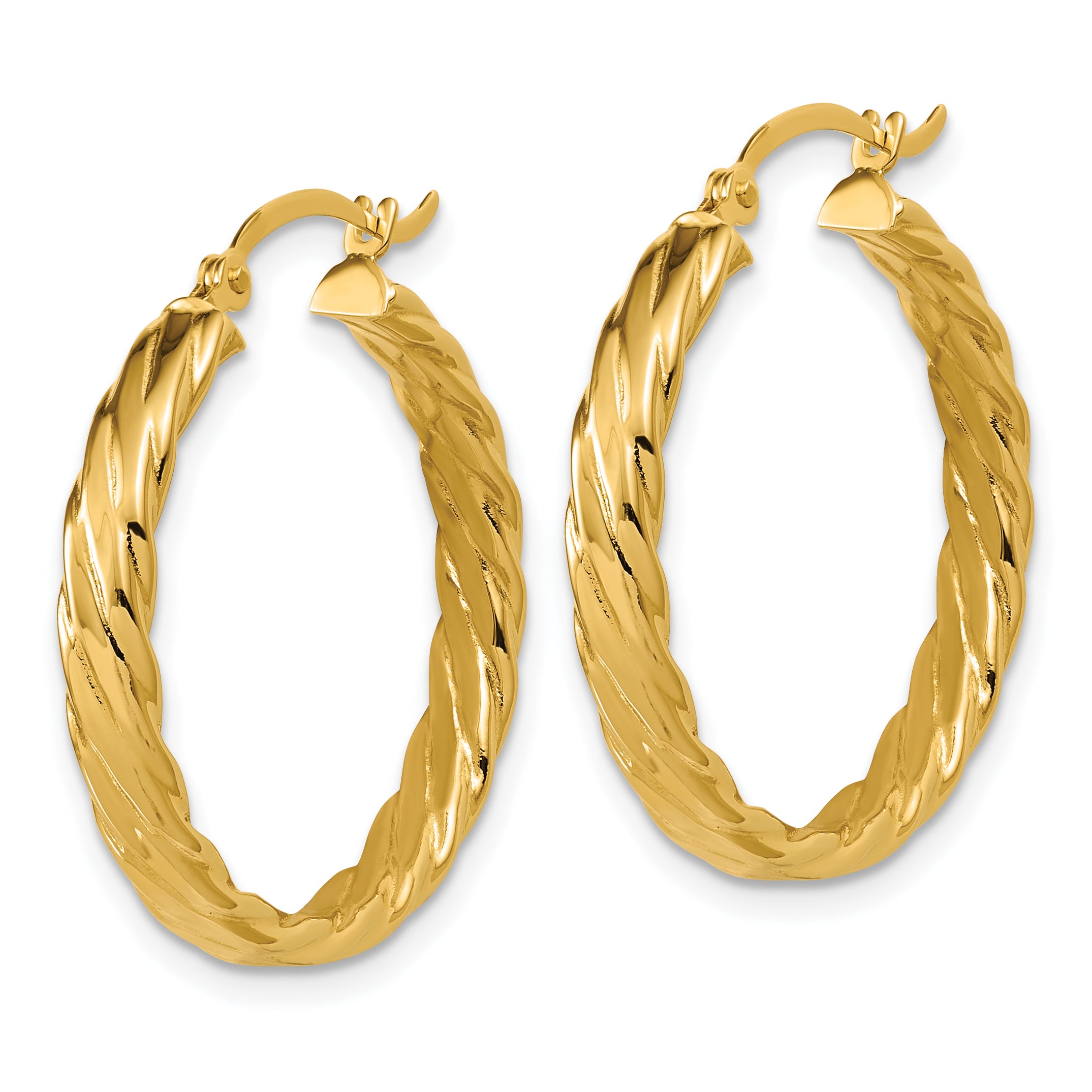14K 3.25mm Patterned Hoop Earrings