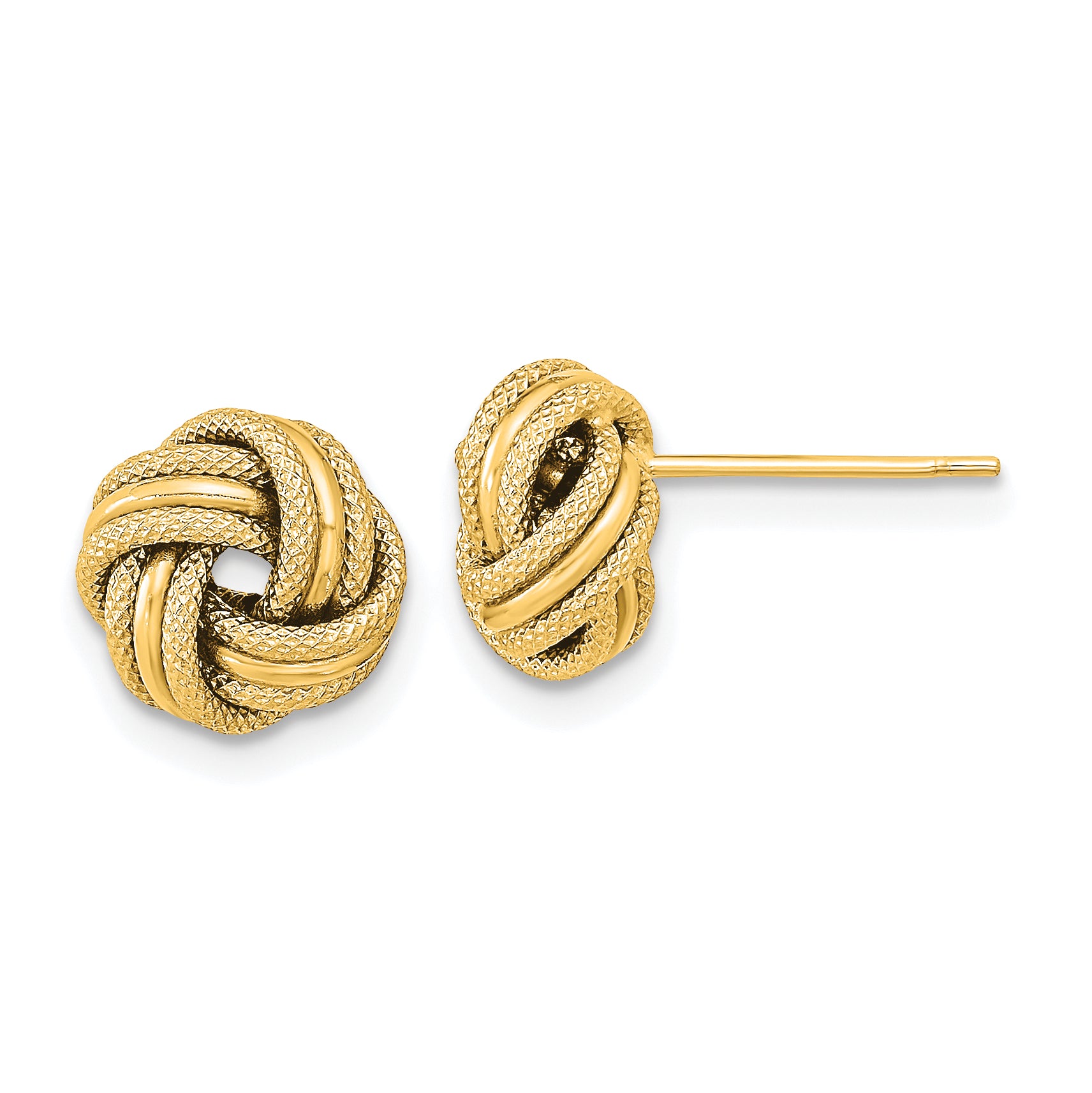 14K Polished Textured Triple Love Knot Earrings