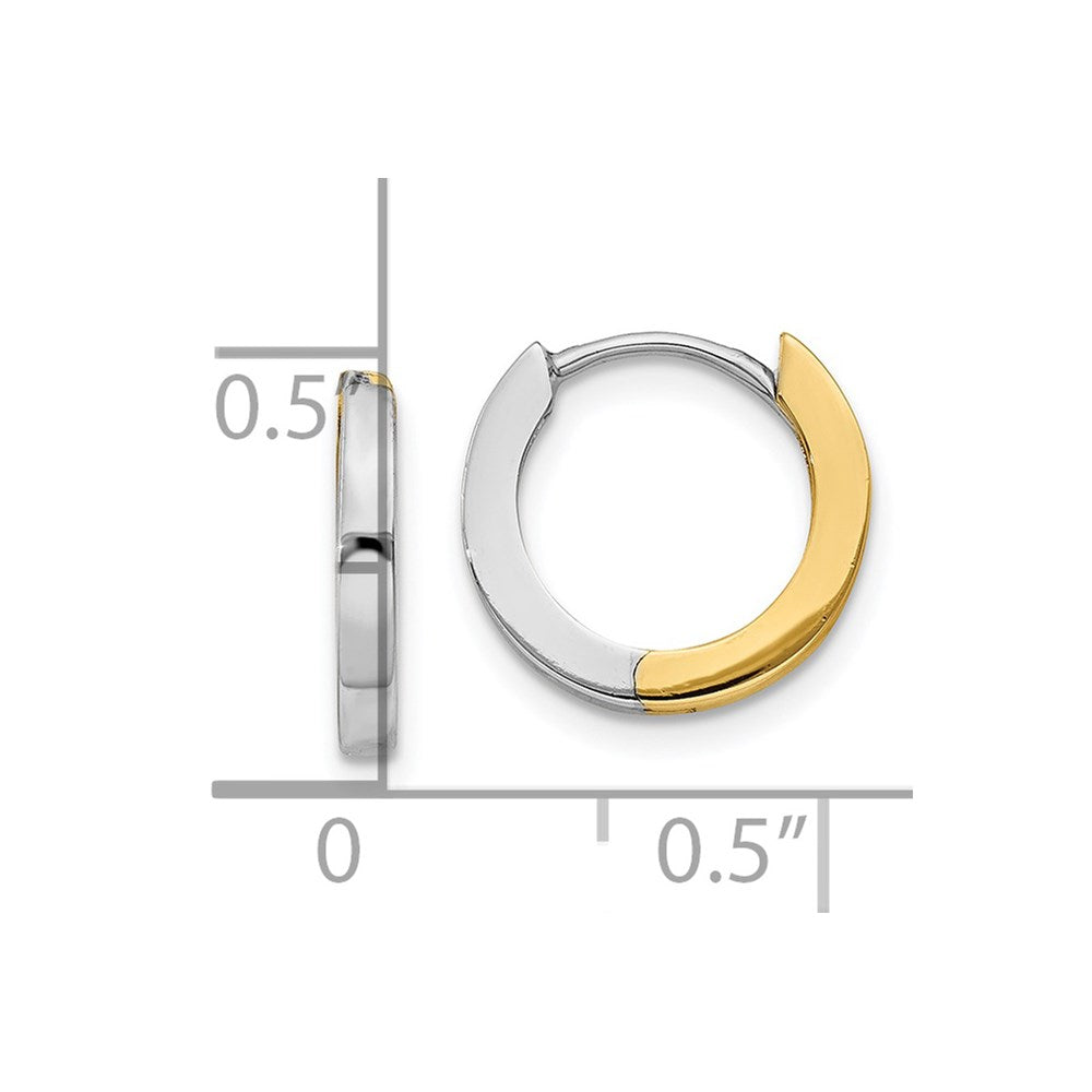 14k Two-tone 2mm Round Hinged Hoop Earrings