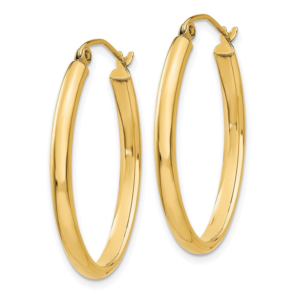 14k 3mm Oval Hoop Earrings