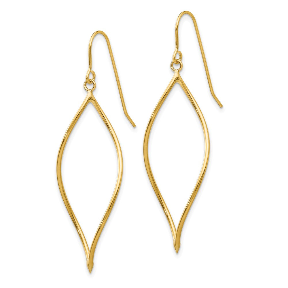 14k Polished Twisted Oblong Dangle Earrings