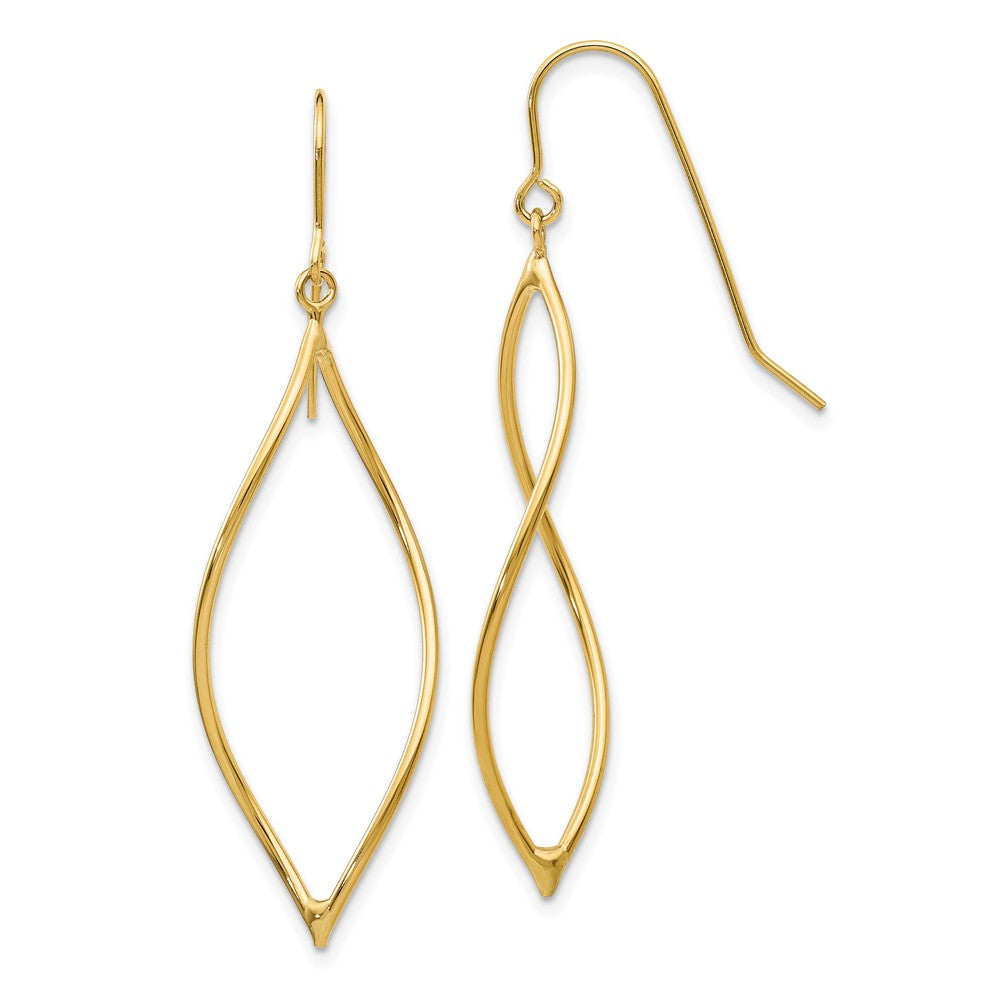 14k Polished Twisted Oblong Dangle Earrings