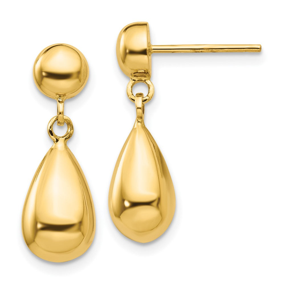14k Teardrop Hollow Post Dangle Earrings