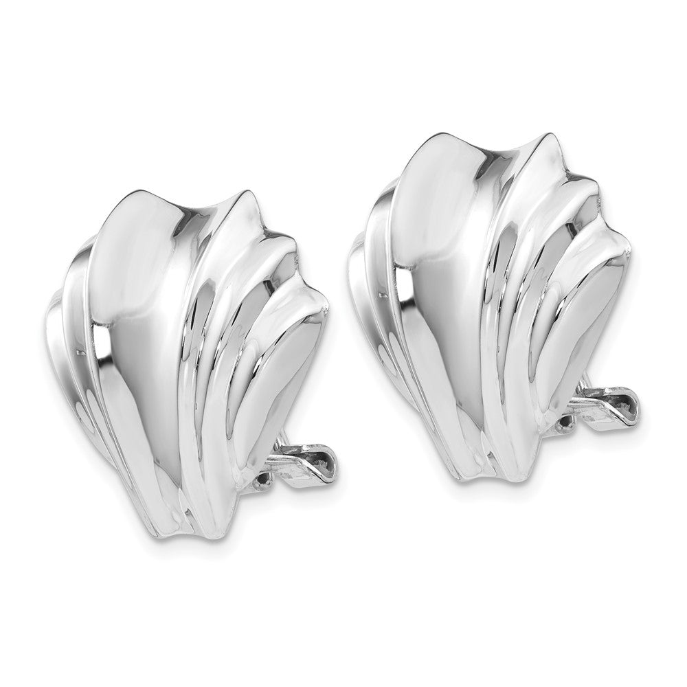 14k White Gold Polished Fancy Omega Back Post Earrings