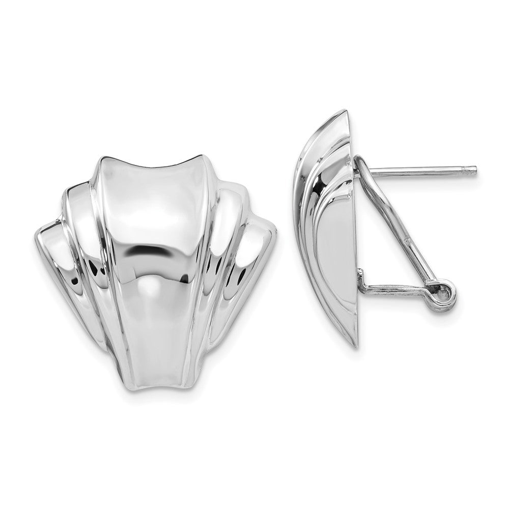 14k White Gold Polished Fancy Omega Back Post Earrings
