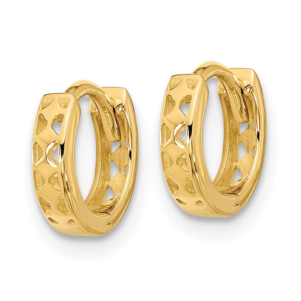 14k Cut-out Design Hinged Hoop Earrings