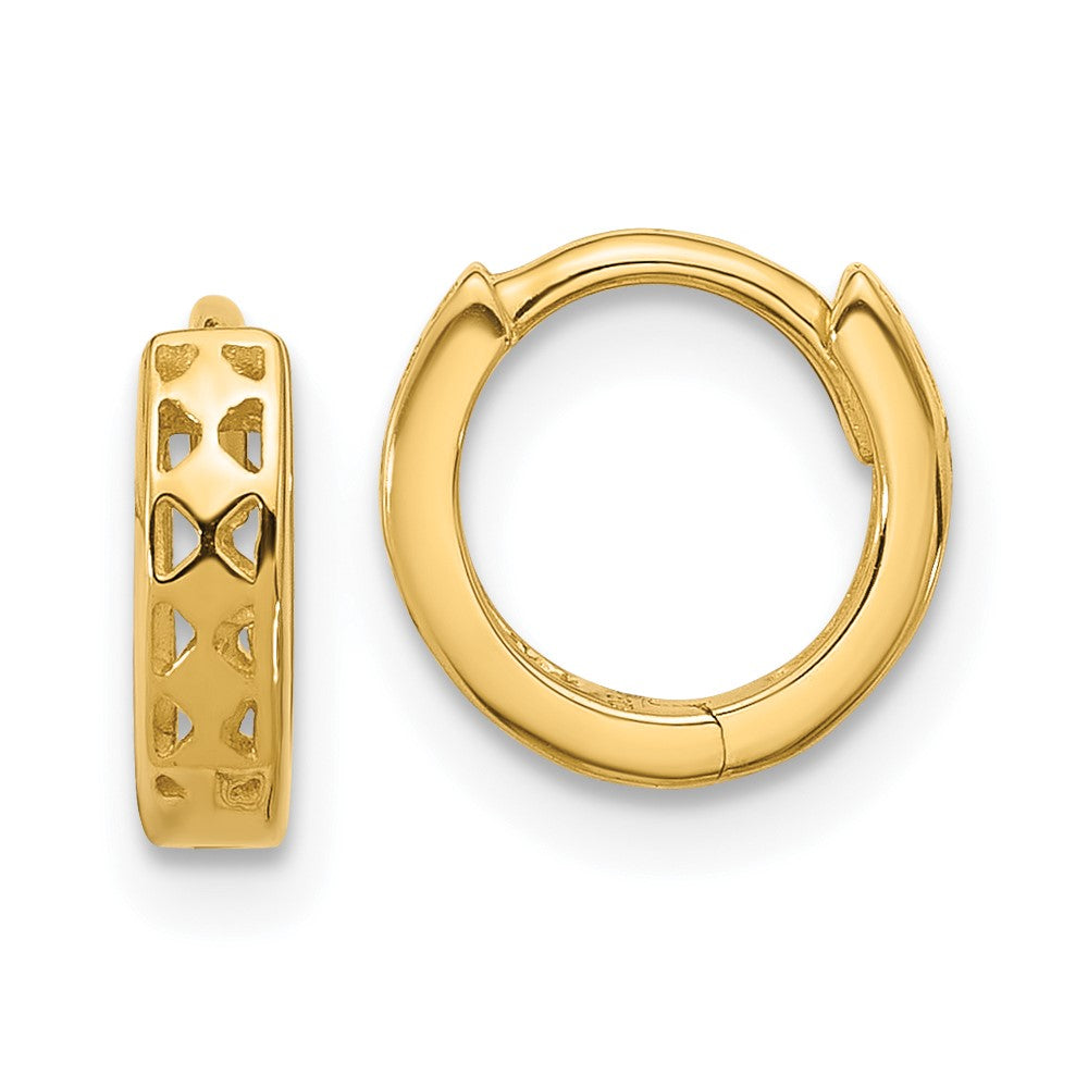 14k Cut-out Design Hinged Hoop Earrings