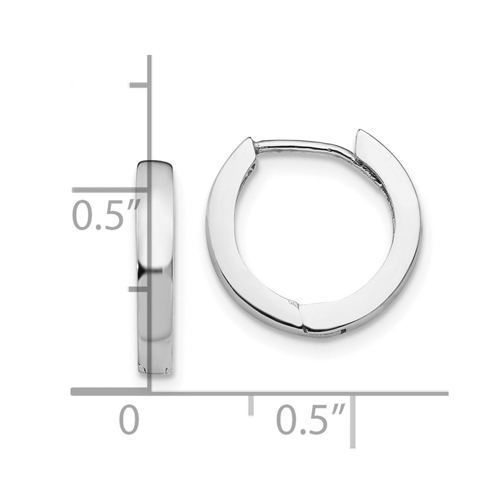 14k White Gold Round Hinged Hoop Earrings