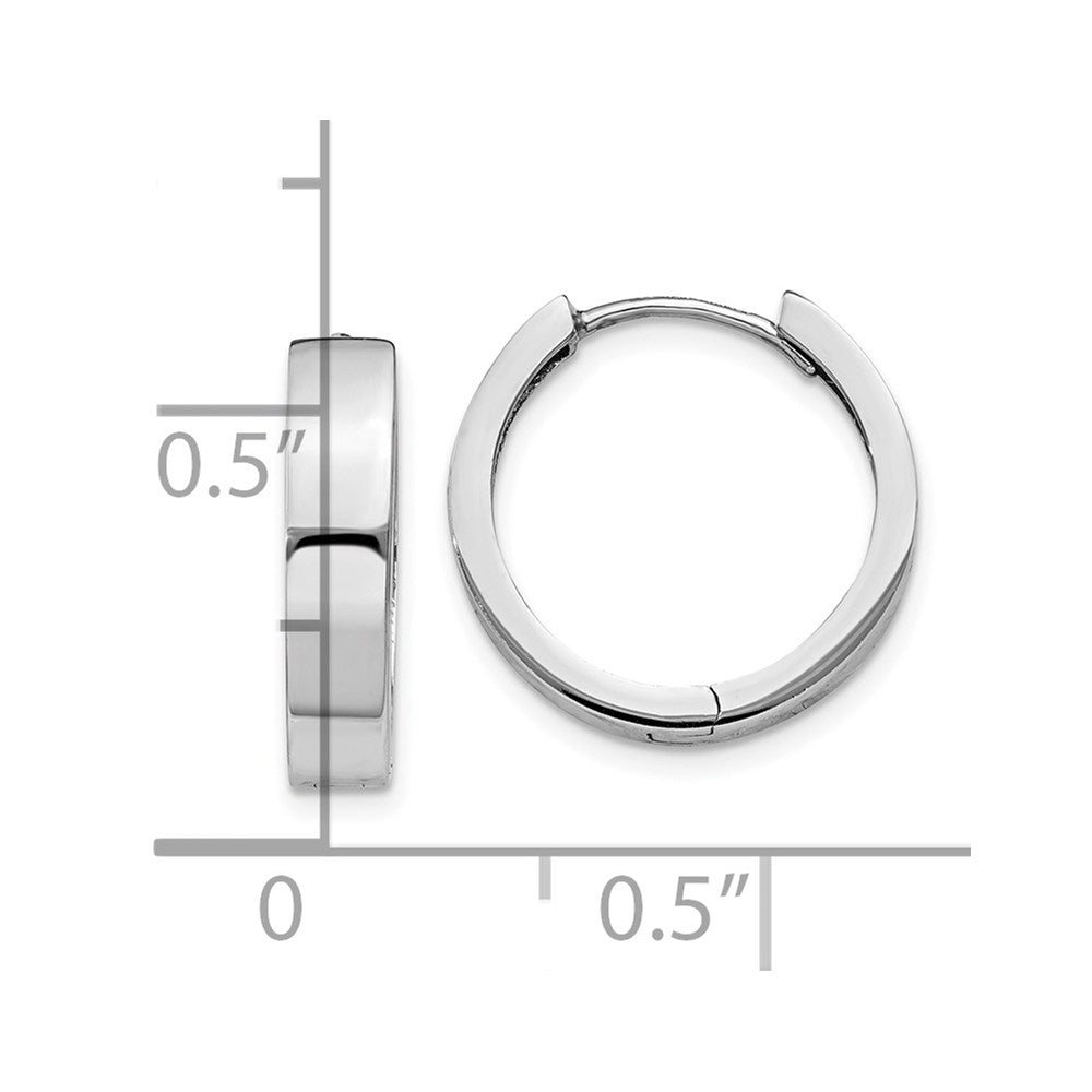 14k White Gold Round Hinged Earrings