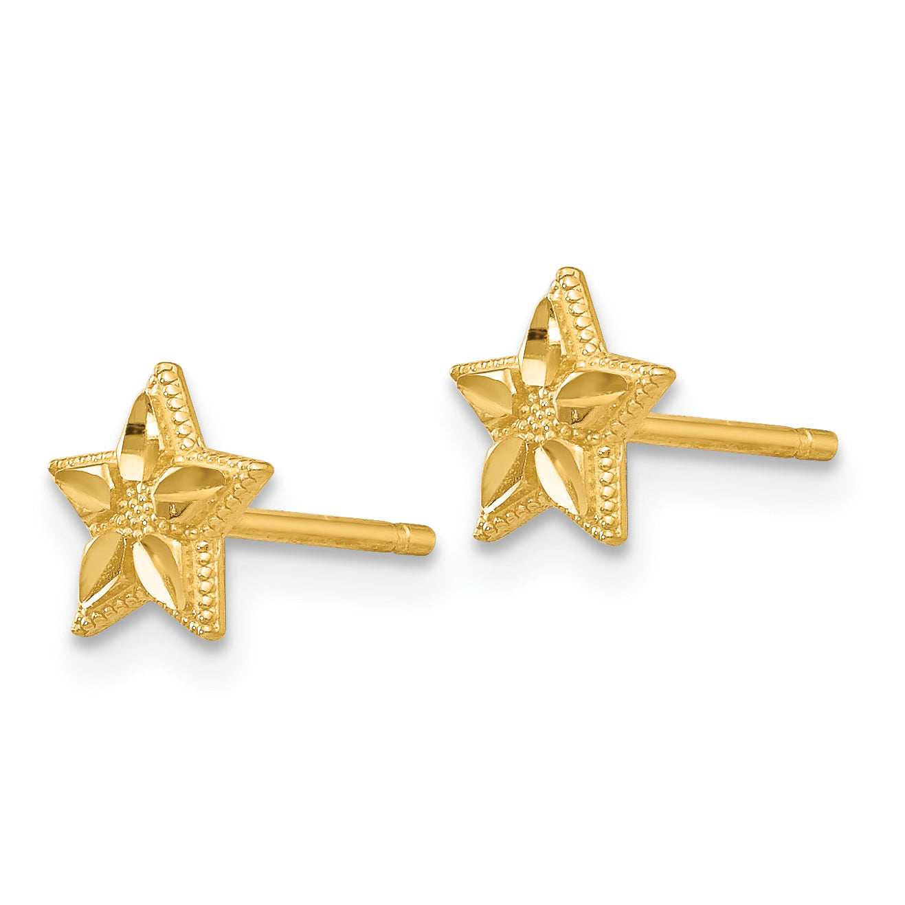 14k Polished and D/C Star Post Earrings