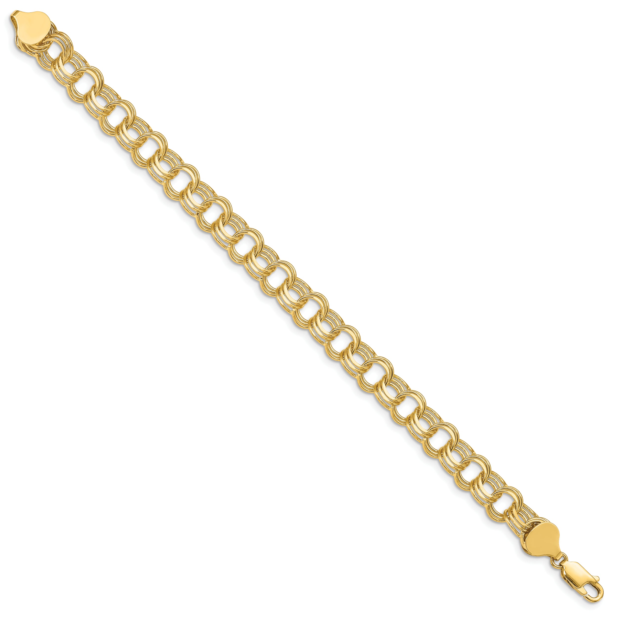 14K Triple Link Charm Bracelet
