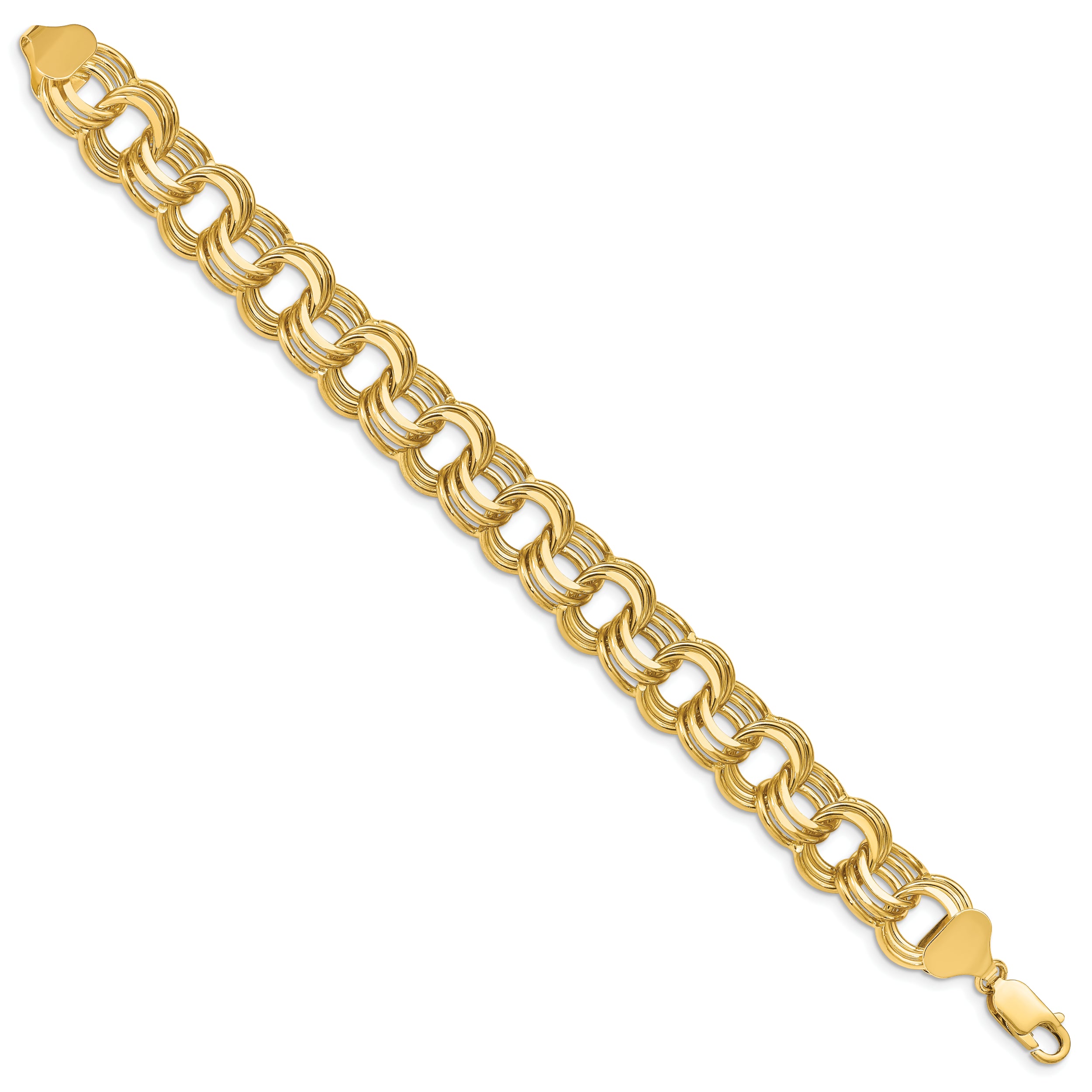 14K Triple Link Charm Bracelet