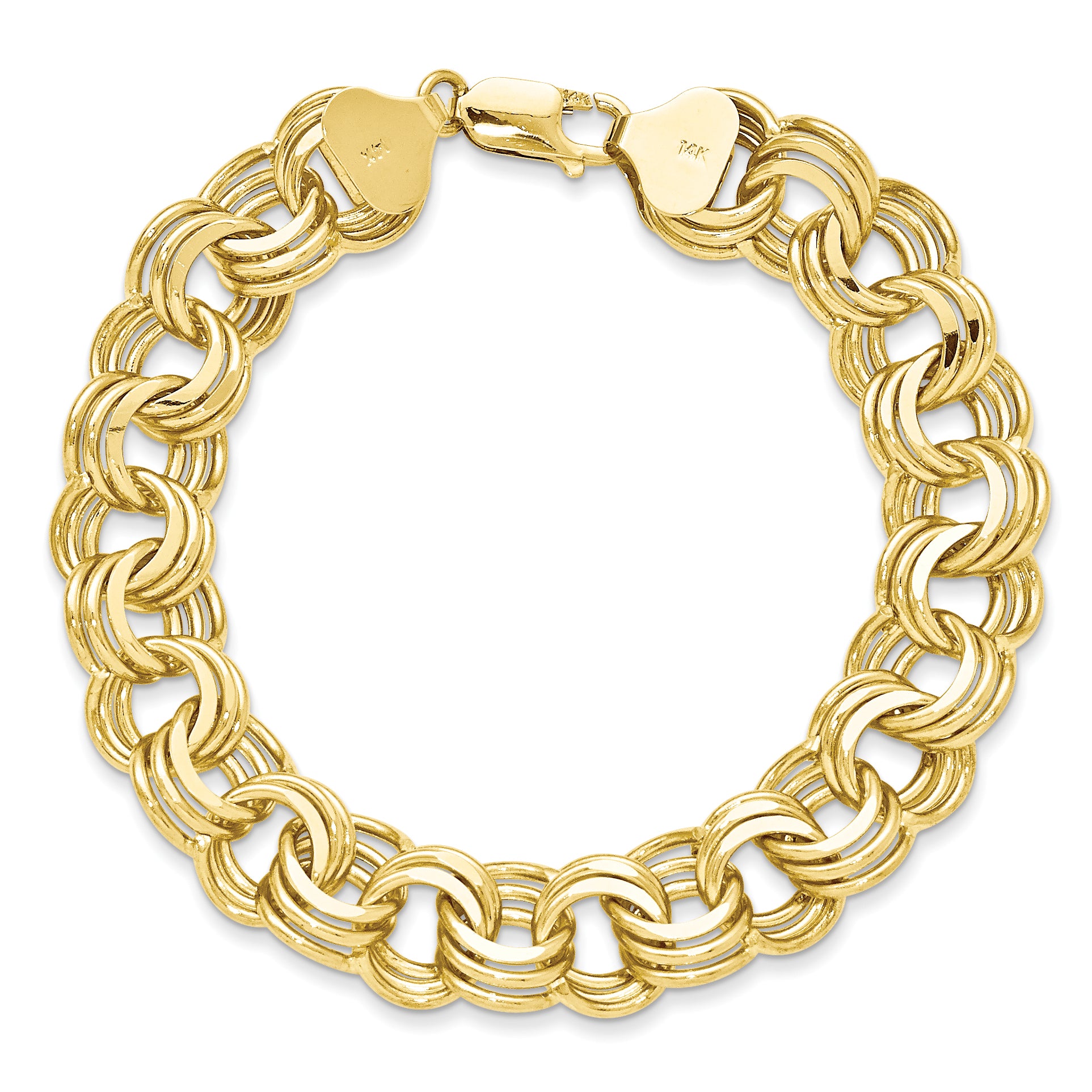 14K Triple Link Charm Bracelet