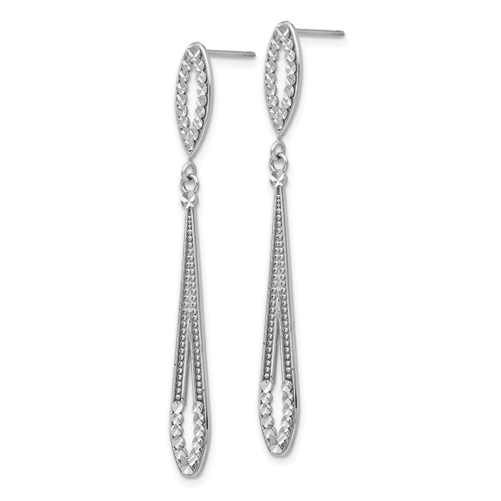 14k White Gold Diamond-cut Dangle