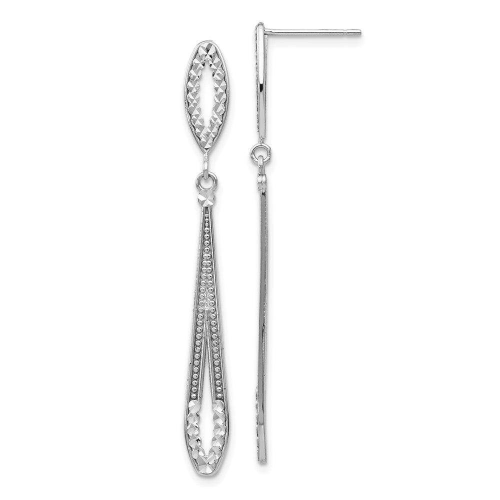14k White Gold Diamond-cut Dangle