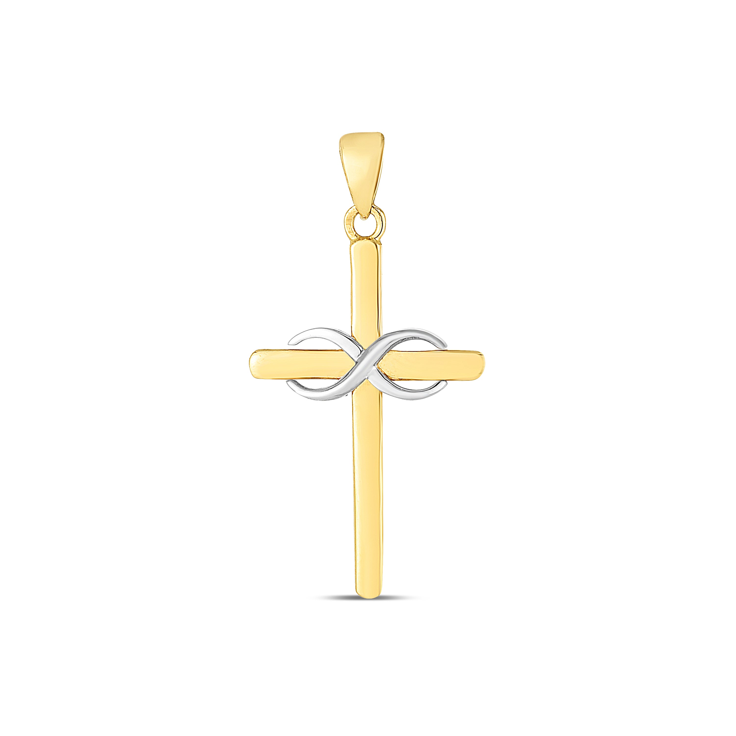 14K Two-Tone Diamond Cut Cross Pendant. Sold Indiividually. Pair it with any of our basic chains.