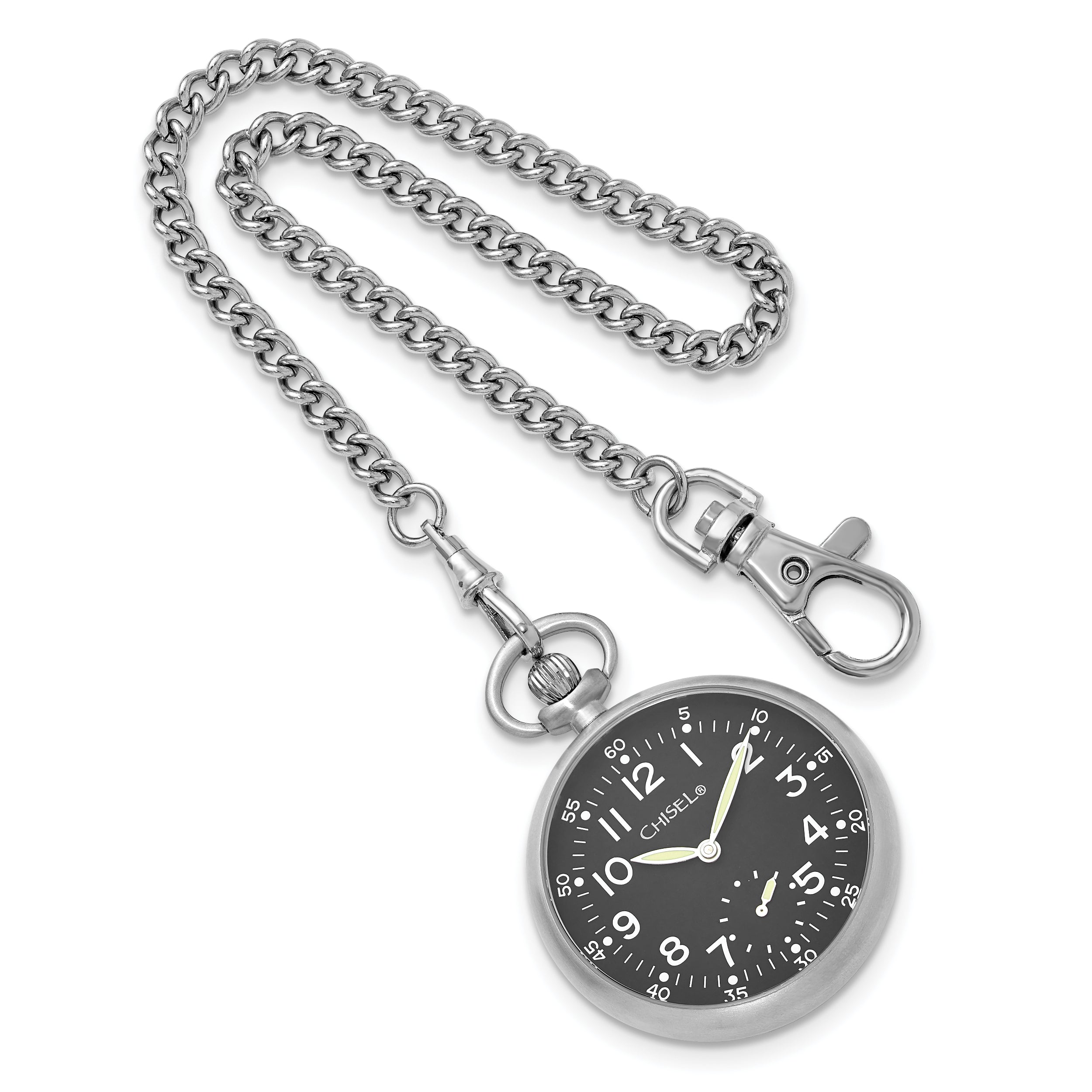 Chisel Stainless Steel Black Dial Pocket Watch