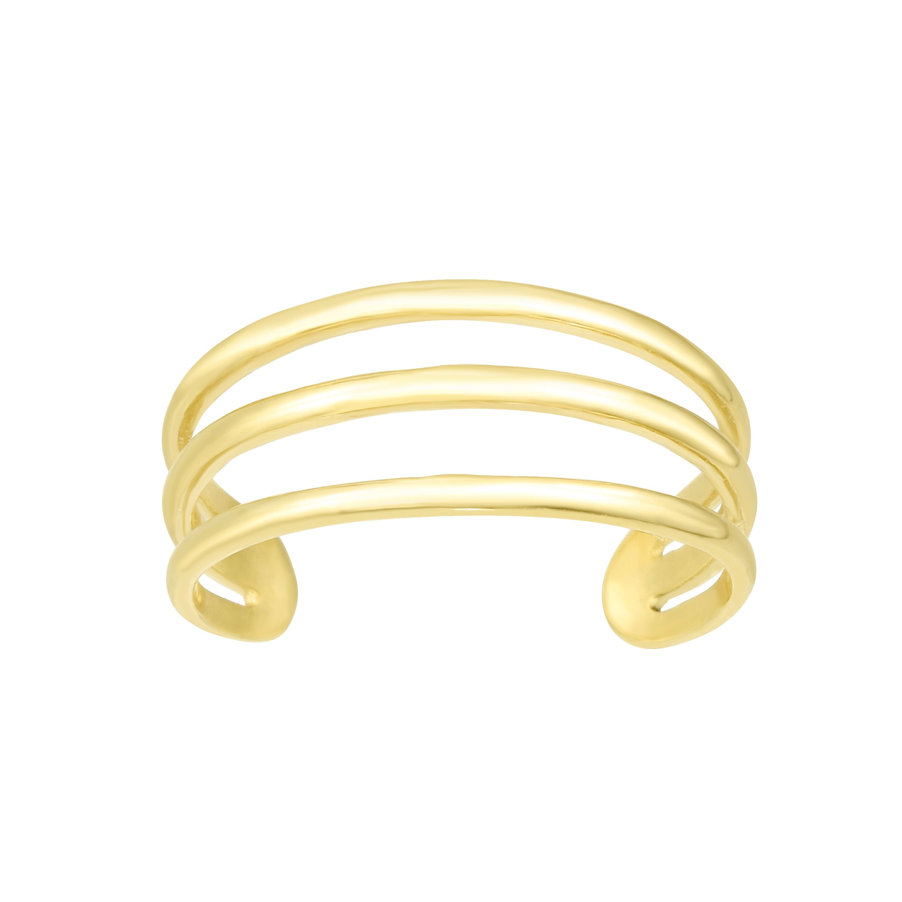14K Yellow Gold Triple Row Open Bar Toe Ring