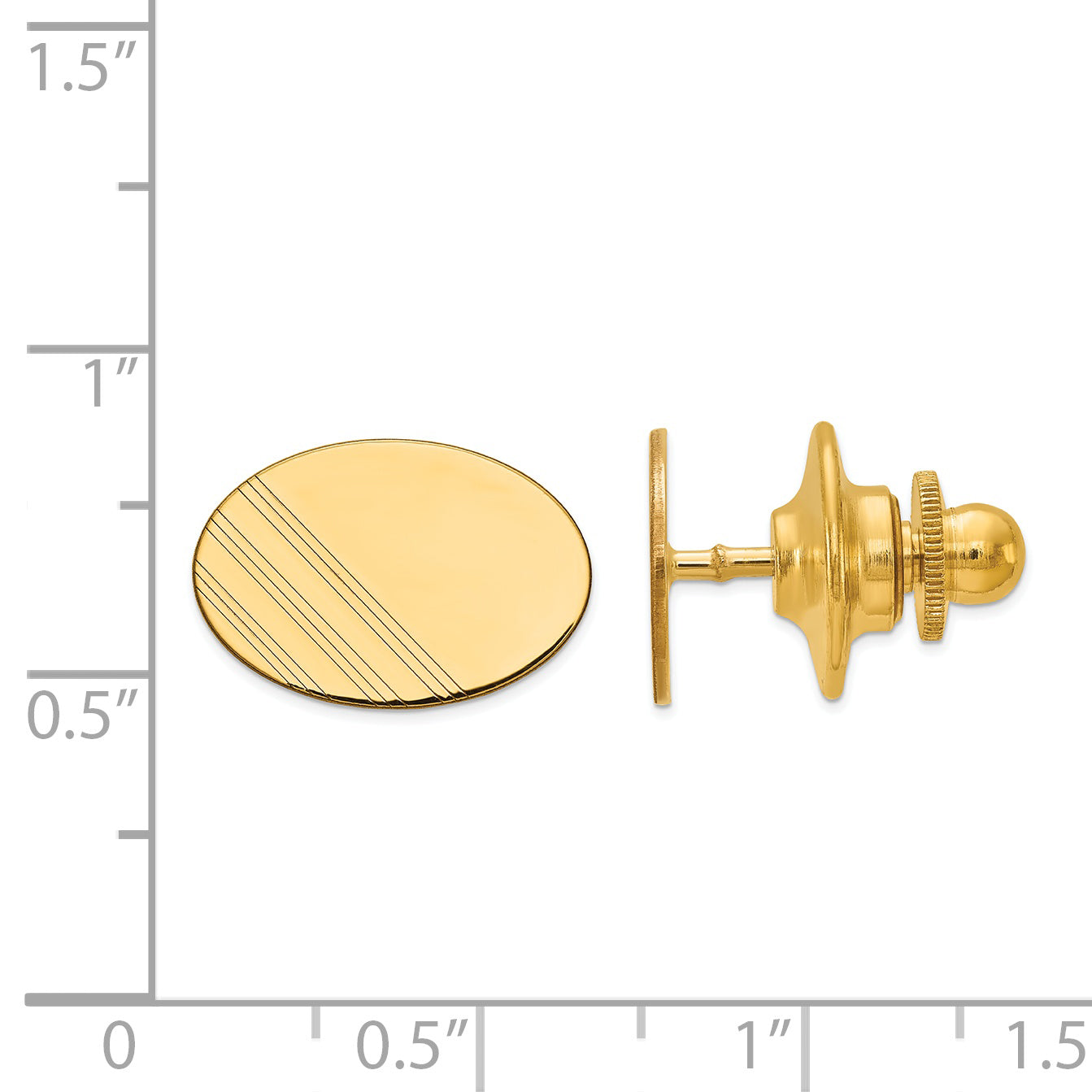 14K Men'S Oval W/Line Design Tie Tac