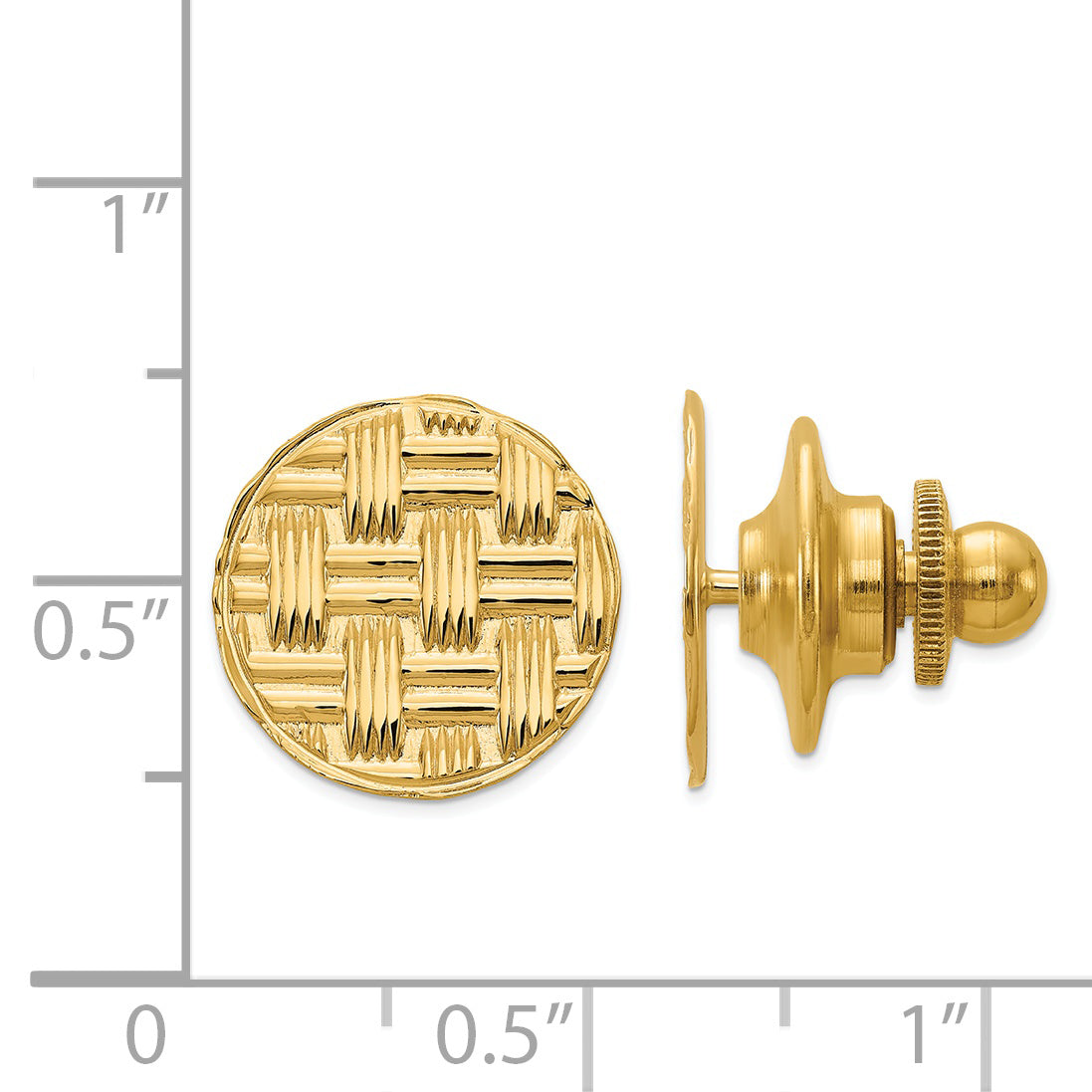 14K Men'S Circular Basketweave Textured Tie Tac