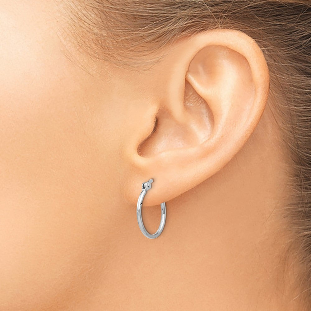 Sterling Silver Rhodium-plated Polished Hinged Hoop Earrings