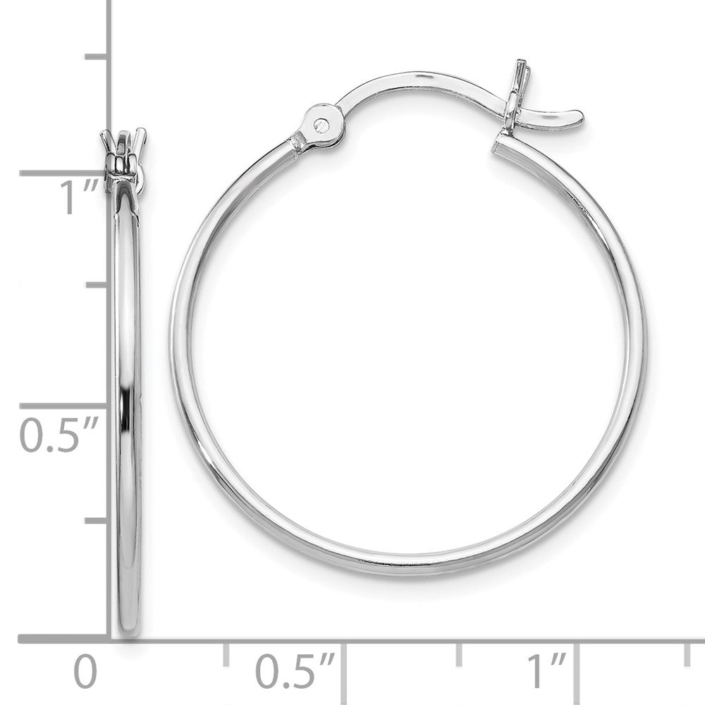 Sterling Silver Rhodium-plated Polished Hinged Hoop Earrings