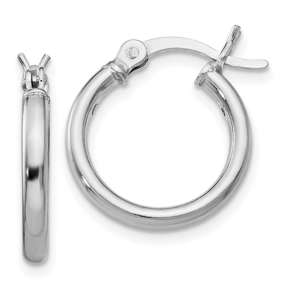 Sterling Silver Rhodium-plated Polished Hinged Hoop Earrings