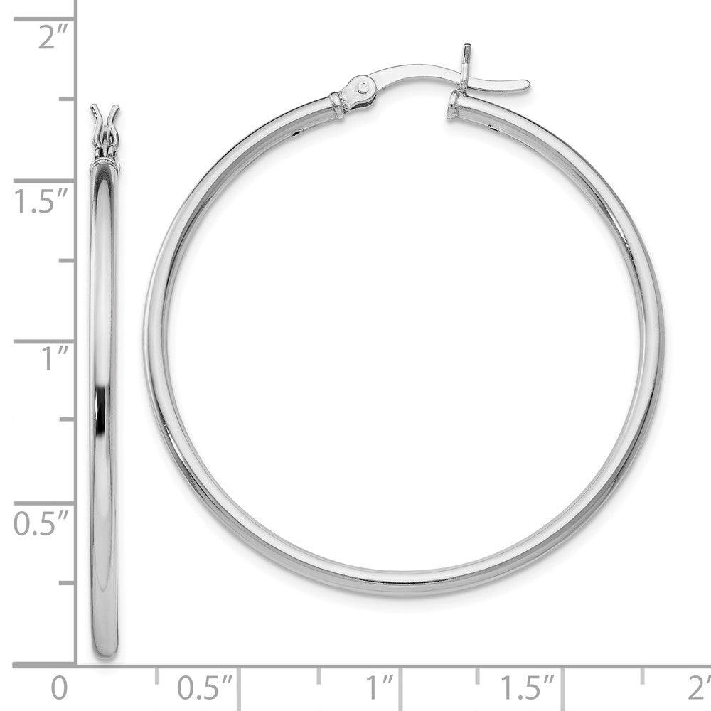 Sterling Silver Rhodium-plated Polished Hinged Hoop Earrings