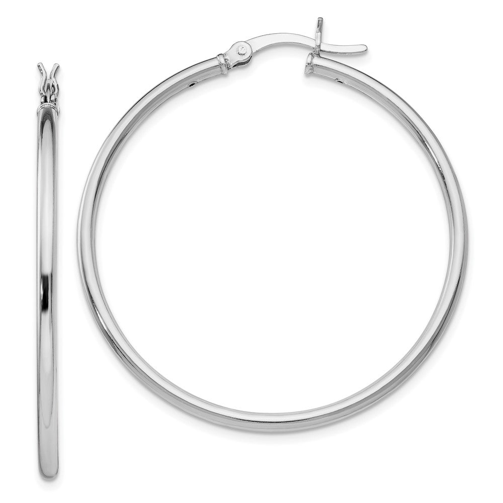 Sterling Silver Rhodium-plated Polished Hinged Hoop Earrings