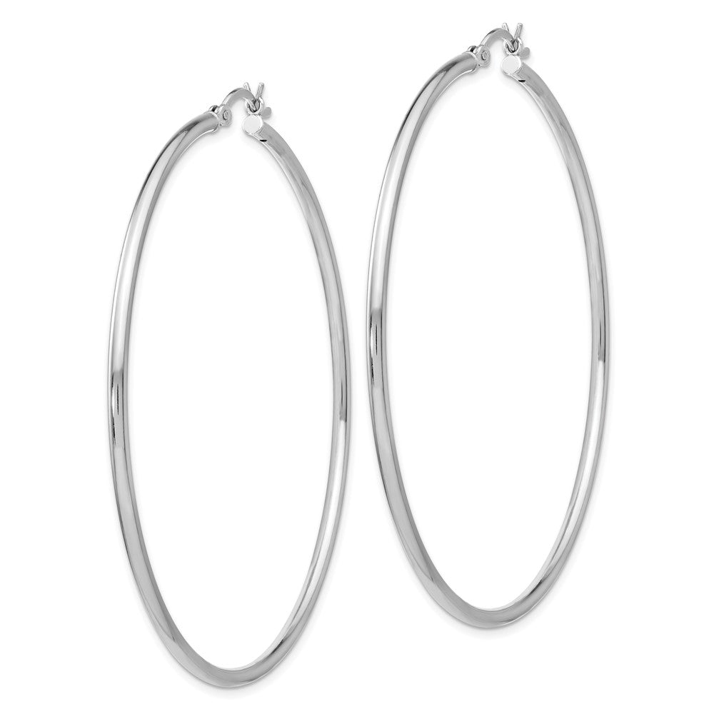Sterling Silver Rhodium-plated Polished Hinged Hoop Earrings