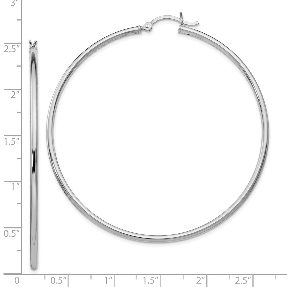 Sterling Silver Rhodium-plated Polished Hinged Hoop Earrings