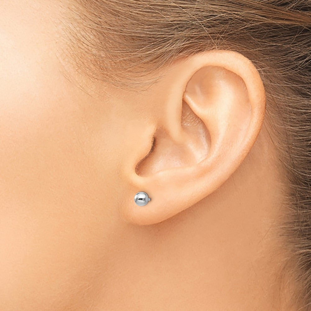 Sterling Silver Rhodium-plated 4mm Polished Ball Post Earrings