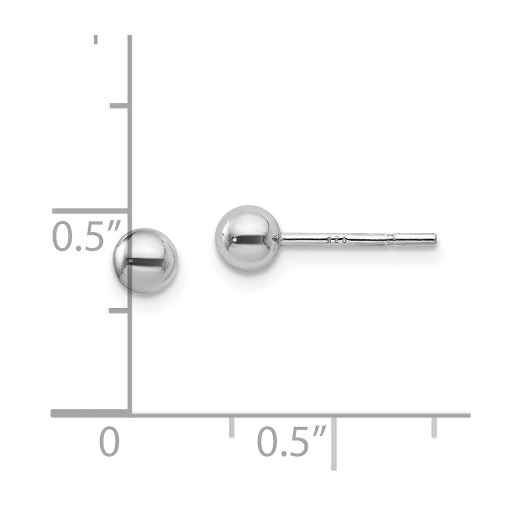 Sterling Silver Rhodium-plated 4mm Polished Ball Post Earrings