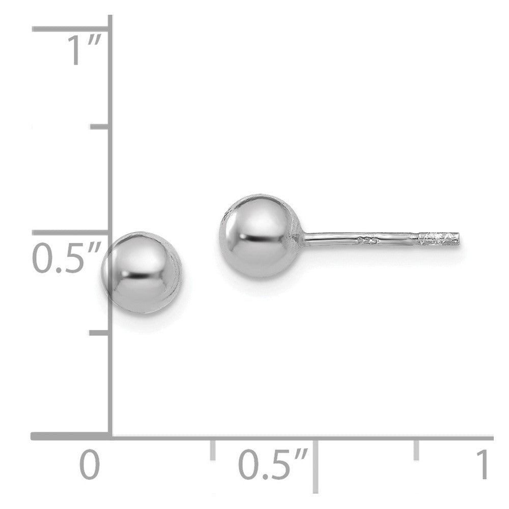 Sterling Silver Rhodium-plated 5mm Polished Ball Post Earrings