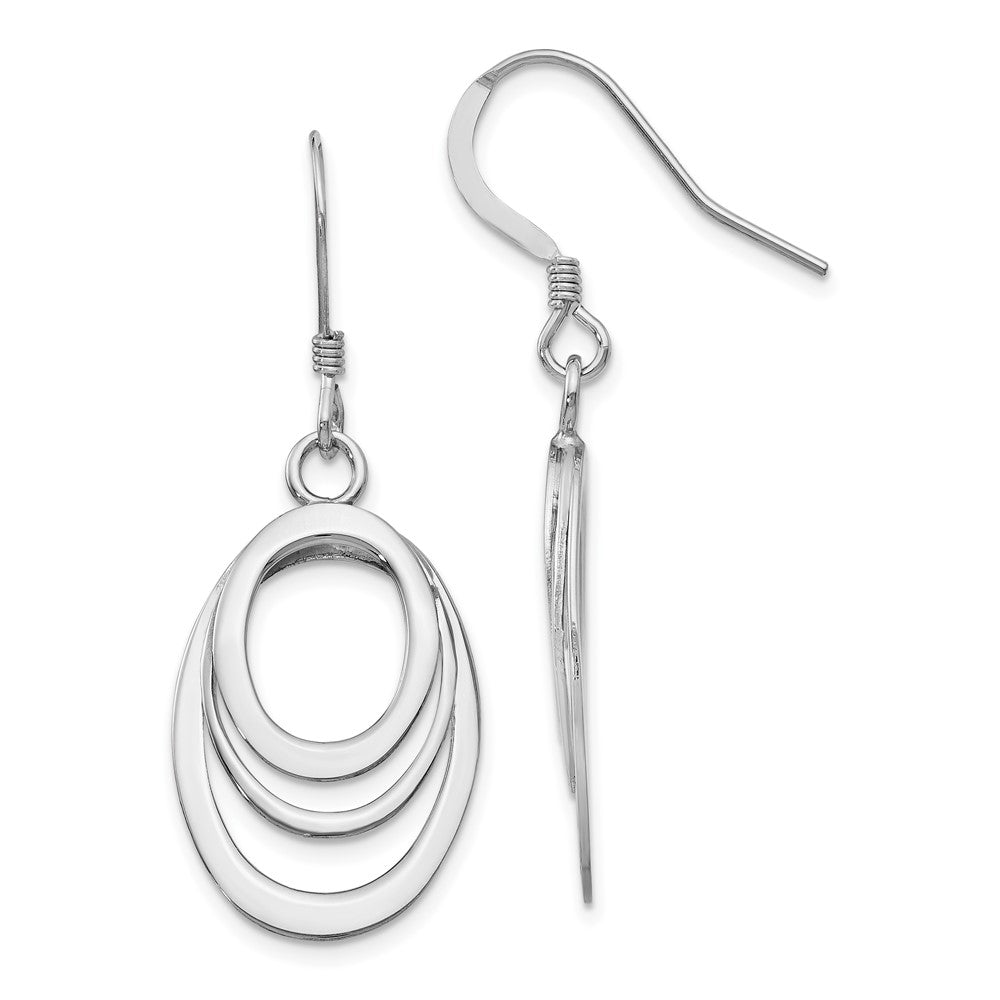 Sterling Silver Rhod-pltd Polished Shepherd Hook Dangle Earrings