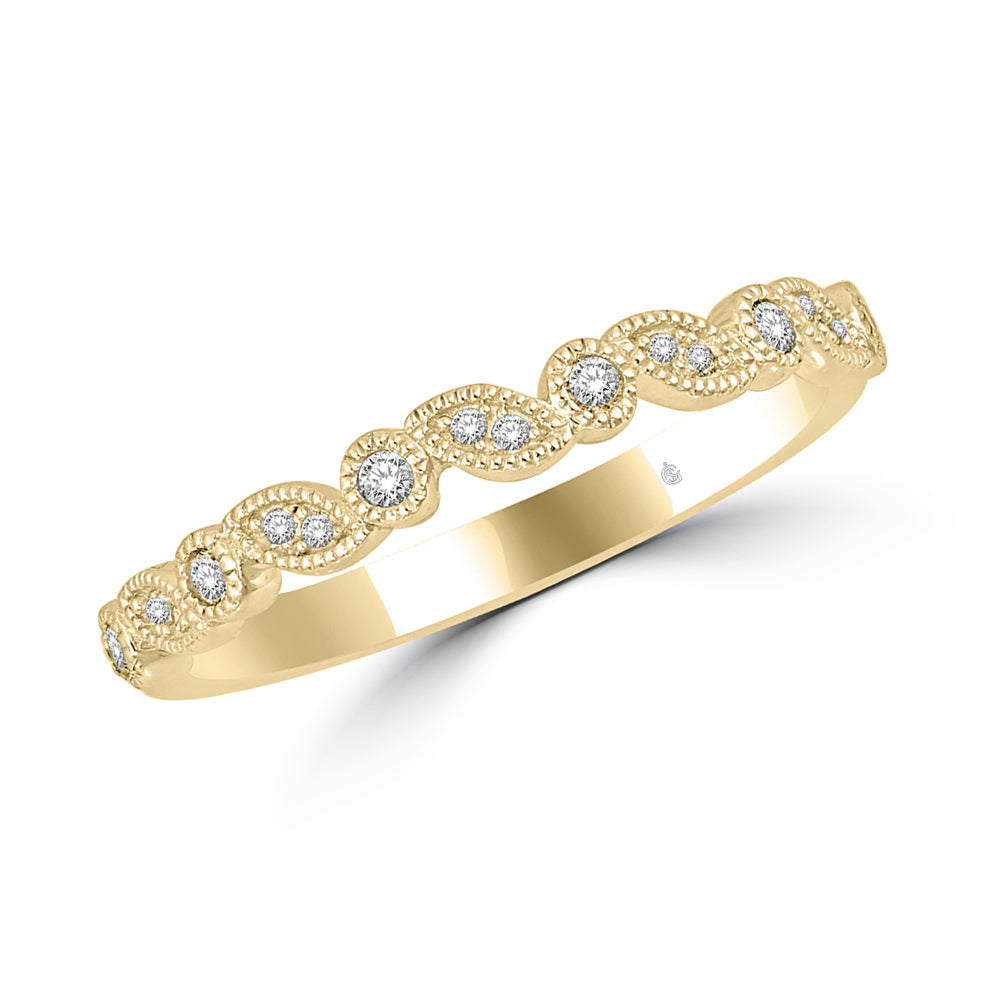 14K Yellow Gold 1/10 Ct.Tw. Diamond Stackable Band