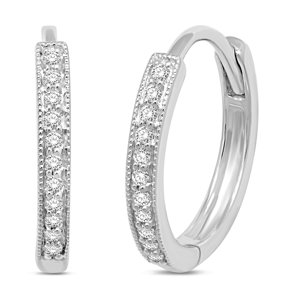 14K White Gold 1/10 Ct.Tw.Diamond Stackable Earrings