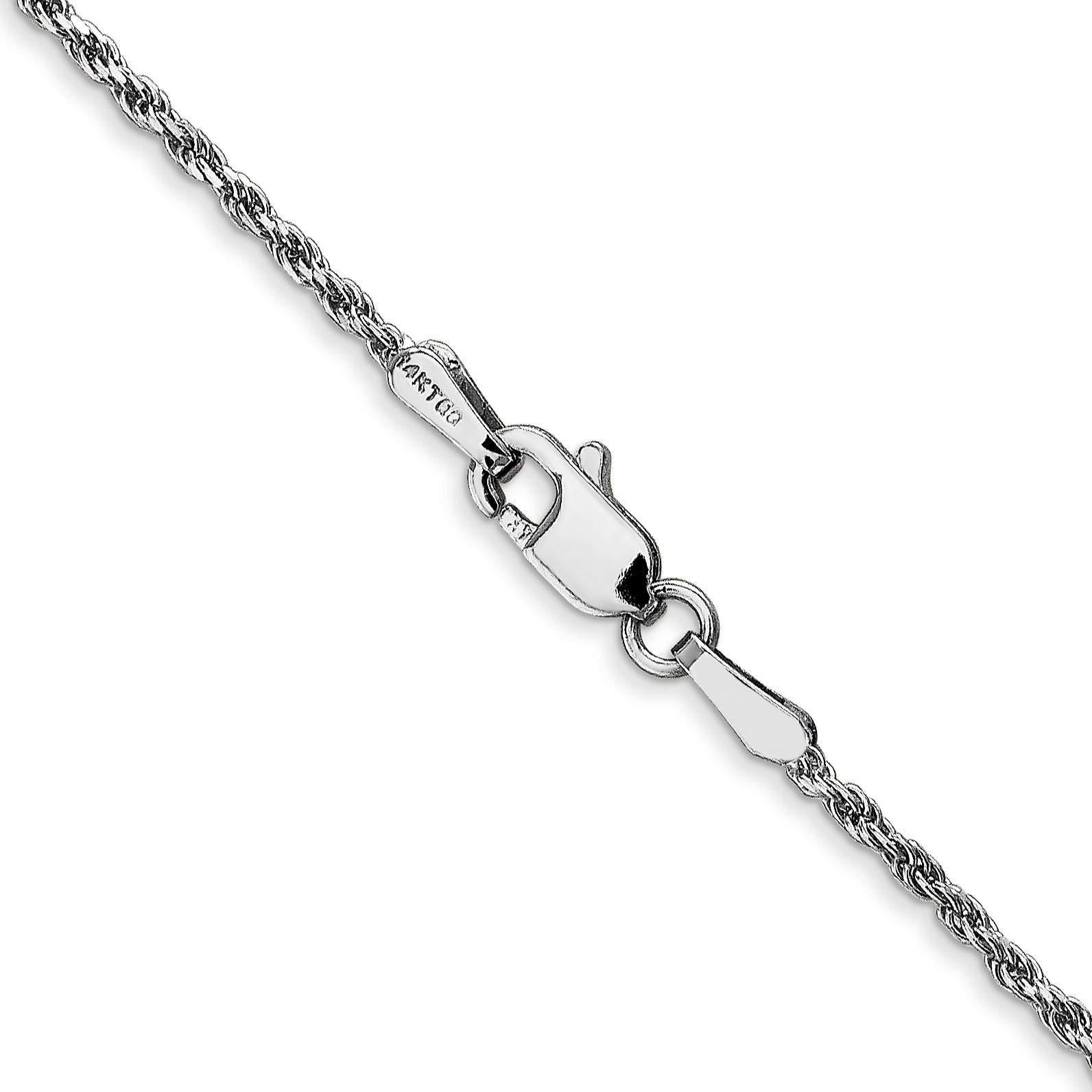14K White Gold 16 Inch 1.3Mm Diamond-Cut Machine Made Rope With Lobster Clasp Chain Chain