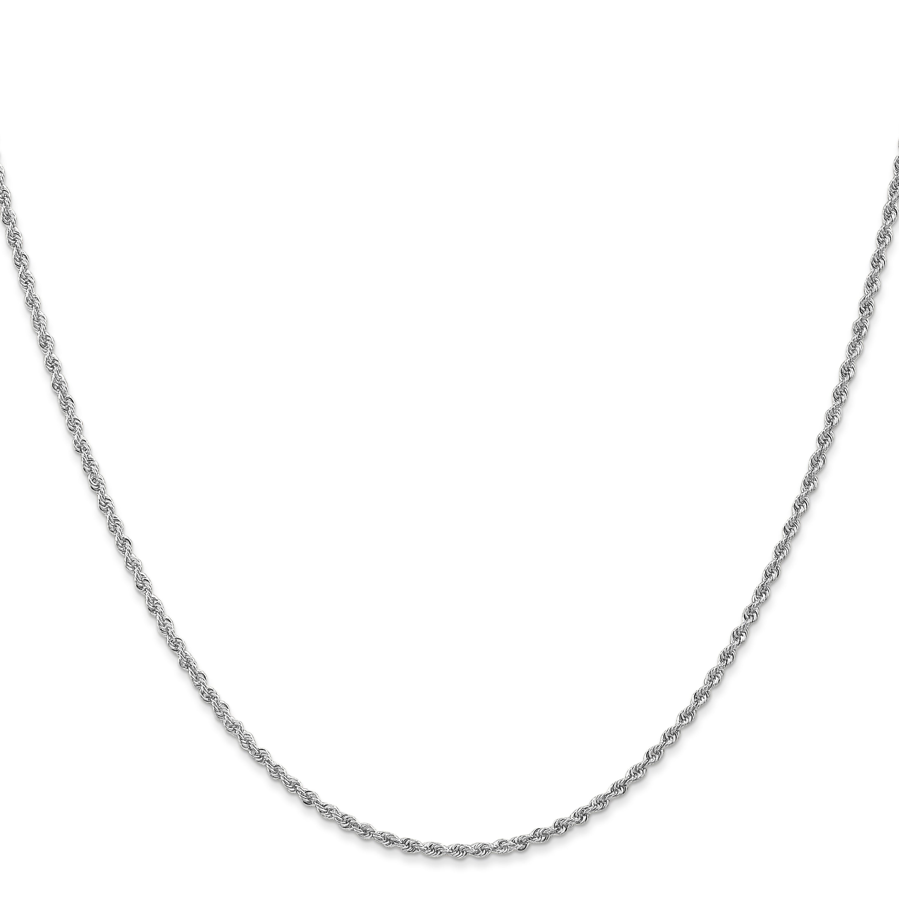 14K White Gold 18 Inch 1.5Mm Regular Rope With Lobster Clasp Chain