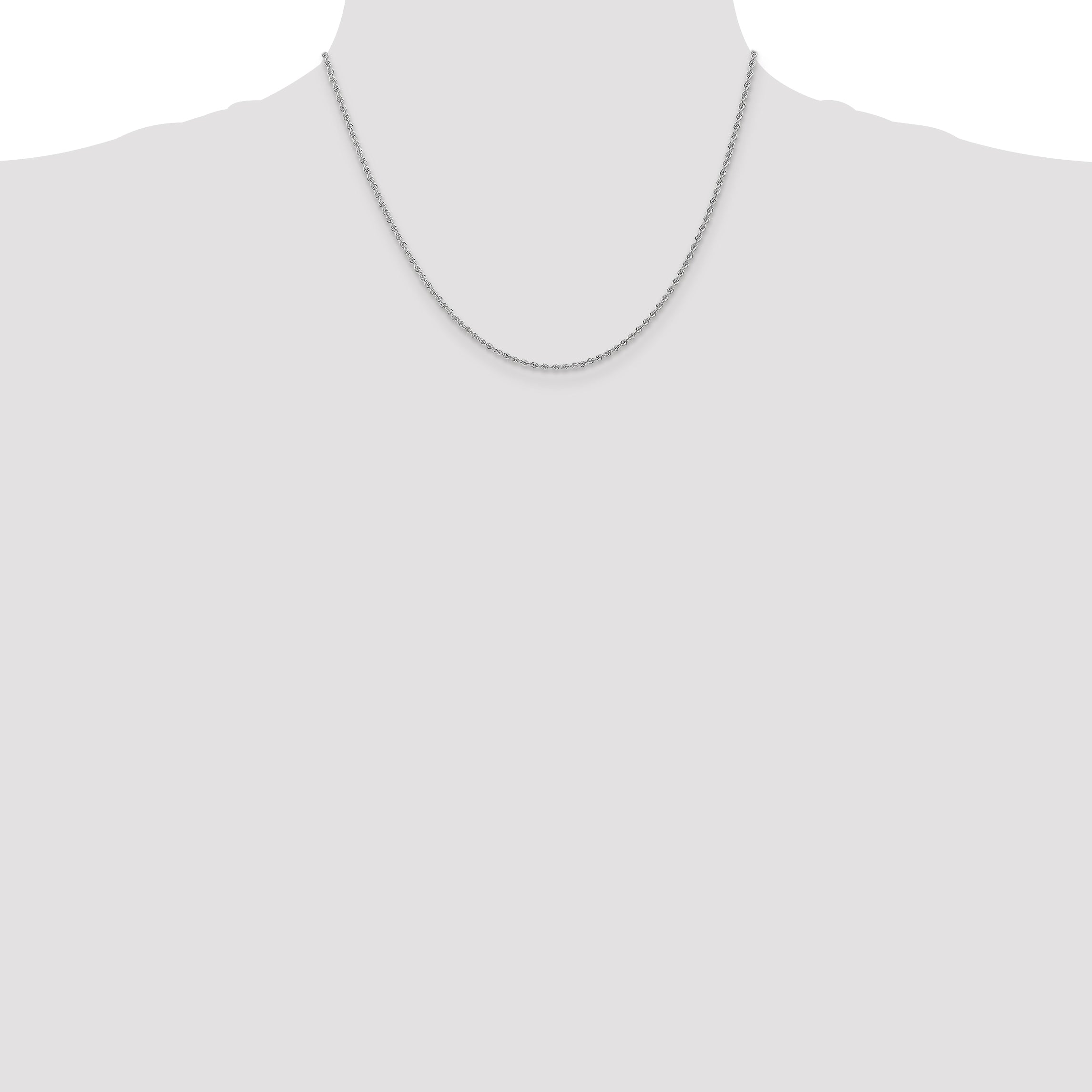 14K White Gold 18 Inch 1.5Mm Regular Rope With Lobster Clasp Chain