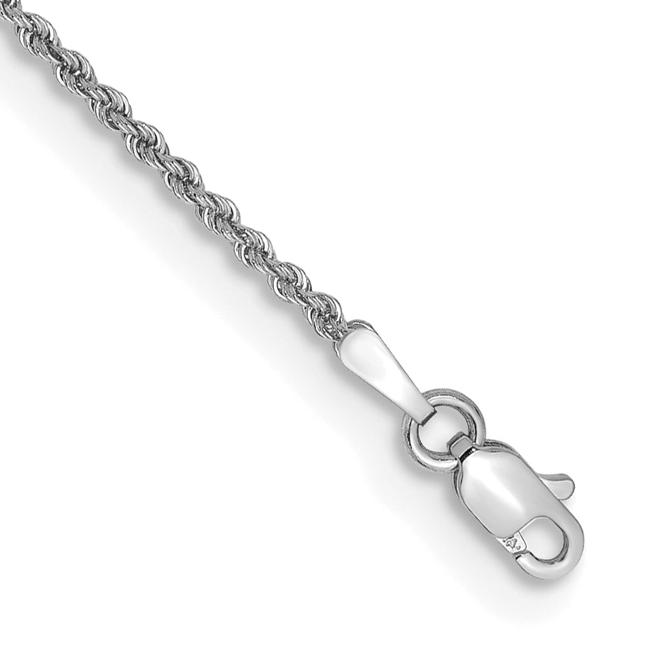 14K White Gold 8 Inch 1.5Mm Regular Rope With Lobster Clasp Chain