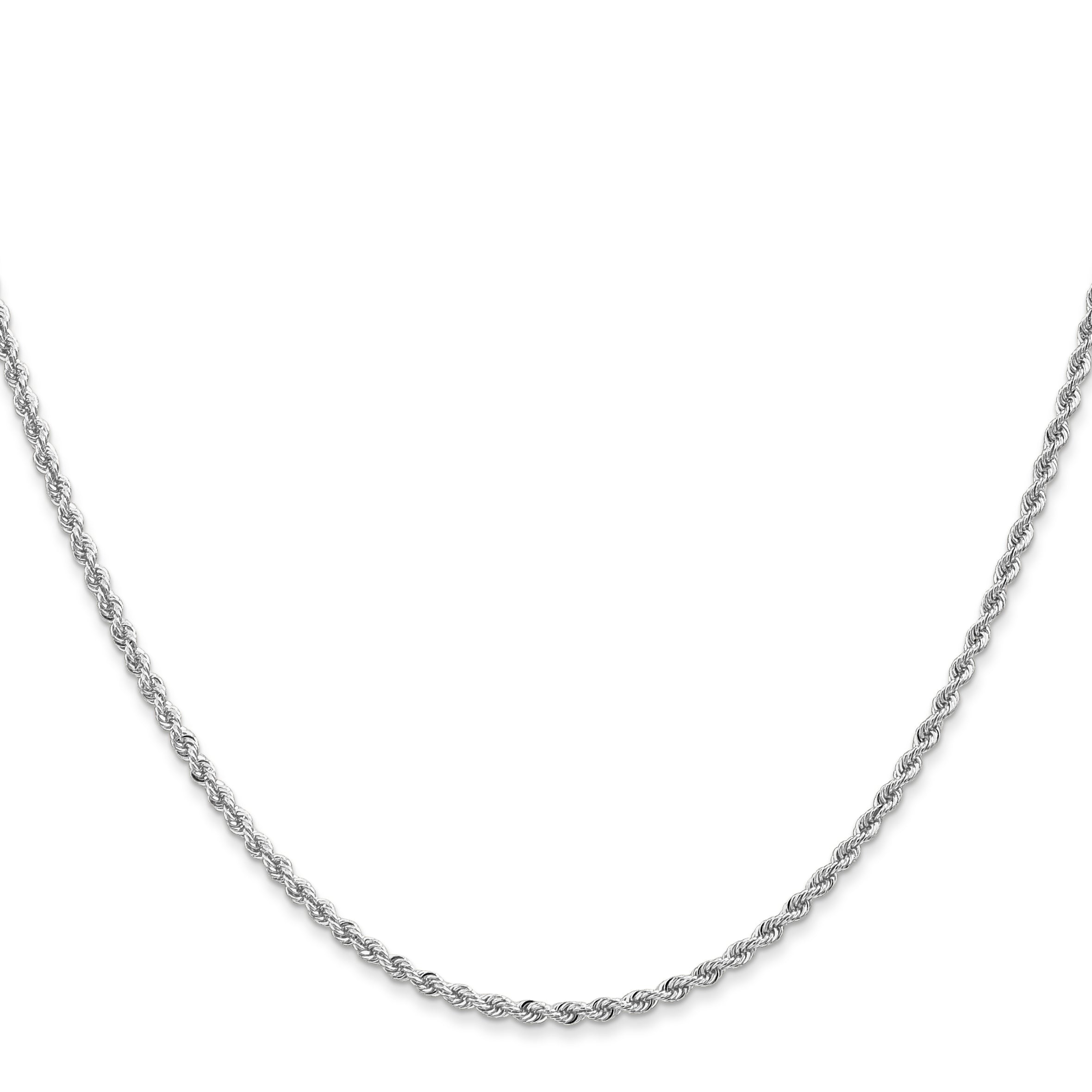 14K White Gold 20 Inch 2Mm Regular Rope With Lobster Clasp Chain