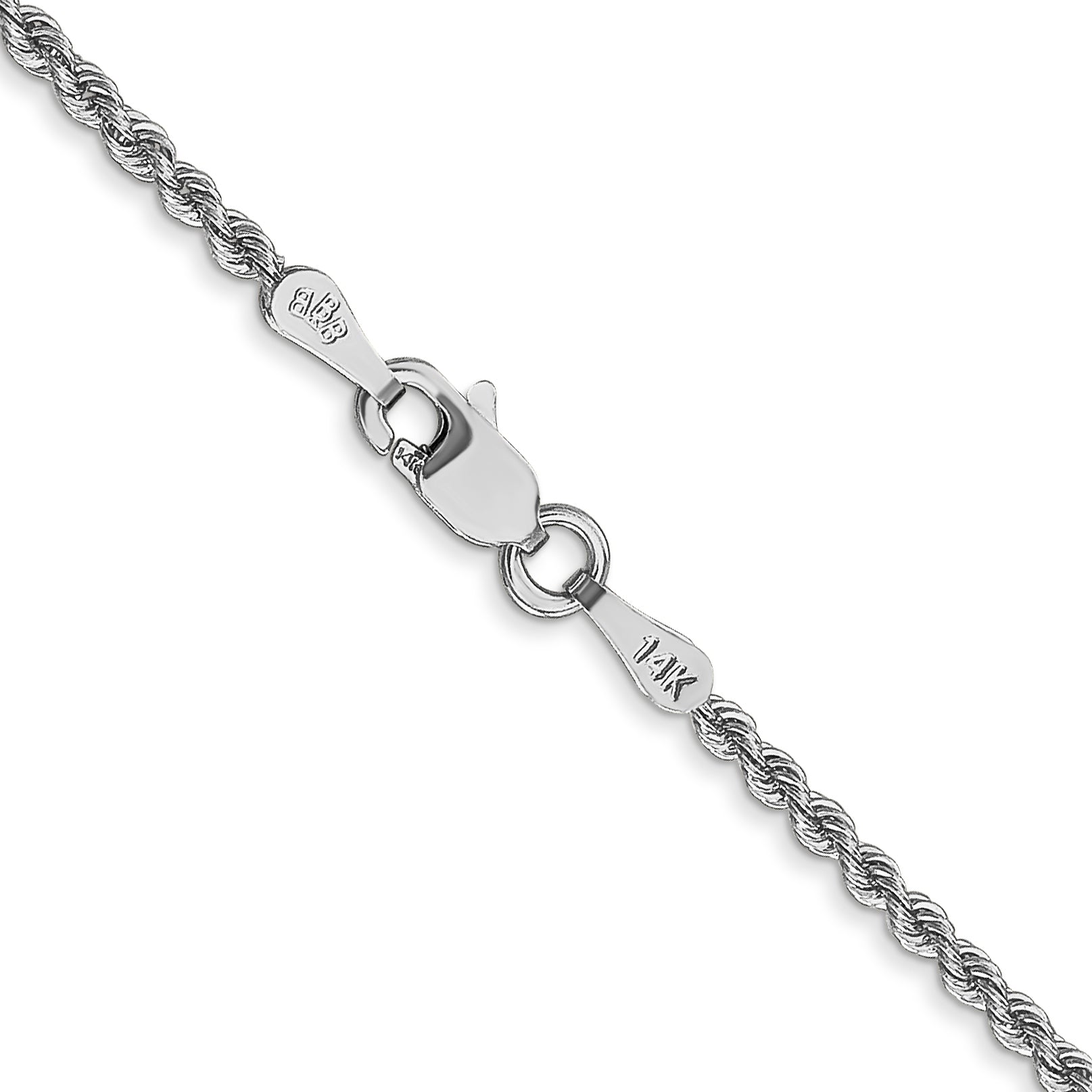 14K White Gold 16 Inch 2Mm Regular Rope With Lobster Clasp Chain